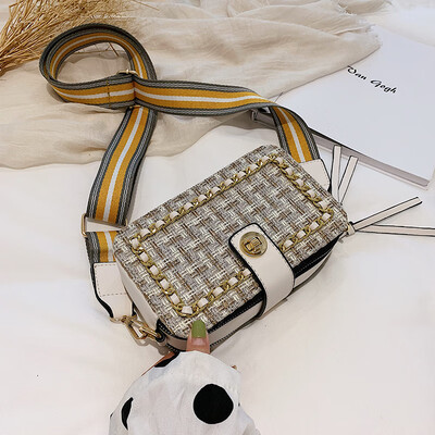 

Korean version of Joker small bag personality broadband woven small square bag new 2019ins womens shoulder bag Messenger bag