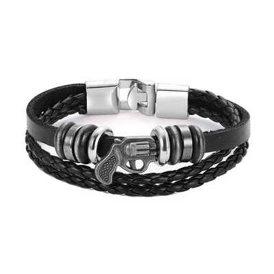 

Men Women Multilayer PU Leather Woven Bracelet Vintage Braided Bangles Male Female Wristband Jewelry