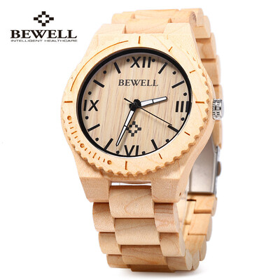 

BEWELL ZS - W065A Wood Men Quartz Watch Roman Numeral Scales Wristwatch
