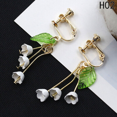 

Earrings Fresh Bell Orchid Long Ear Clip Earrings Fringed Flower Earring
