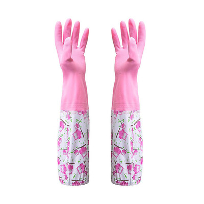 

Gobestart Waterproof Rubber Latex Flannel Washbowl Gloves Kitchen Household Cleaning Glove