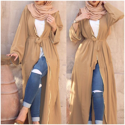 

Roseonmyhand Women Winter Street Long Sleeve Solid Bandage Belt Loose Cardigan Long Coat