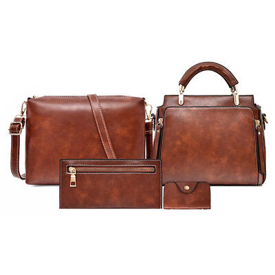 

4pcsset Solid Color Shoulder Handbags Clutch PU Leather Women Card Holder