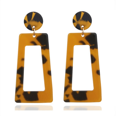 

EK446 Boho Geometric Big Acetic Acid Statement Earrings Fashion Jewelry Colorful Leopard Printed Acrylic Drop Earrings for Women