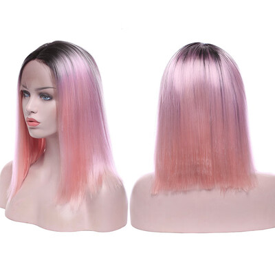 

Real Thick Brazilian Lace Front Hair Wig Heat Resistant Long Wigs Pink Gray