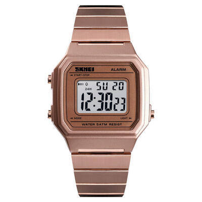 

Mens Digital Watch Casual Business Wristwatch With Stainless Steel Band Back Light