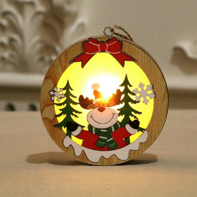 

Portable Delicate Christmas Decoration Wooden Lighting Pendant Christmas Tree Decoration Pendant Circle Mode
