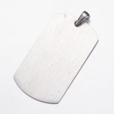 

304 Stainless Steel Pendants Blank Stamping Tag Rectangle Stainless Steel Color 43x24x1mm Hole 3x6mm