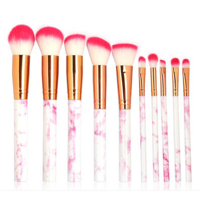 

Marble Pattern Makeup Brushes Cosmetic Powder Foundation Eyeshadow Lip For Plastic Handle Brushes Set Beauty Tool Kit 15pcs
