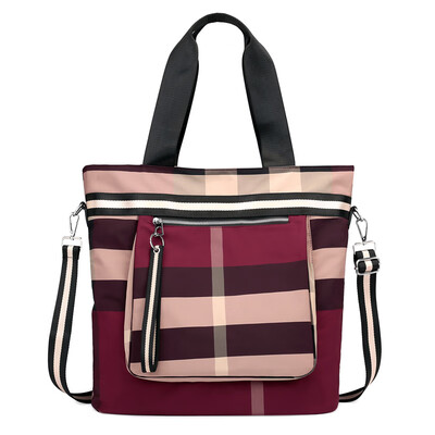 

Canvas bag lady single shoulder bag big bag fashion Oxford bag Plaid bag large capacity single shoulder slanting bag mom bag