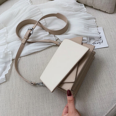 

High-level womens bag womens bag new 2019 texture fresh&small-package color-and-color oblique-cut bag
