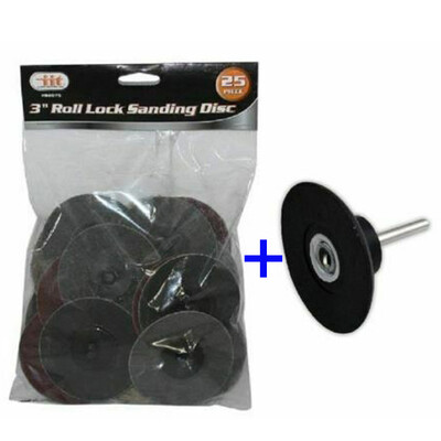 

25 PcsSet 3 Inches Roll Lock Sanding Discs For Sanding Abrasive & Mandrel Tools