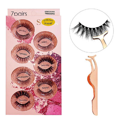 

Anself 7 Pairs 3D False Lashes Different Styles Fake Eyelashes Invisible Band Natural Long Thick Black Eyelash Full Strip Reusable
