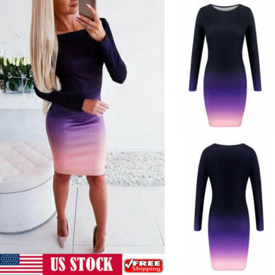 

USA Fashion Womens Long Sleeve Bodycon Cocktail Evening Party Pencil Club Dress