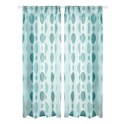 

Circle Cut Flower Bubble Print Window Blinds Drapes Half Blackout Curtains