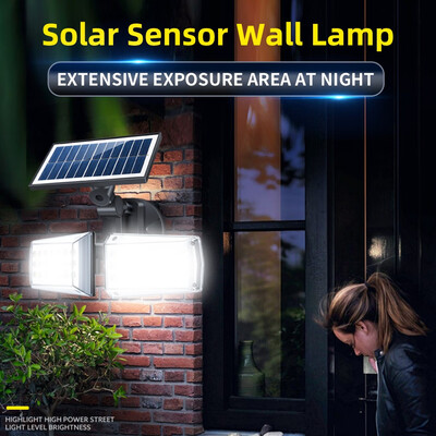 

〖Follure〗Solar Wall Light Microwave Human Body Induction Lamp Double Head Rotatable 42LED