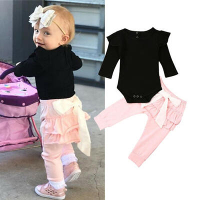 

Newborn Infant Baby Girls Top Romper Bodysuit Long Pants Trousers Outfit Clothes