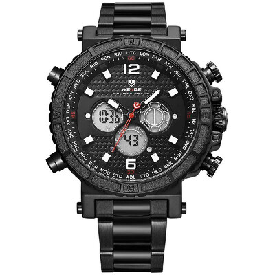 

WEIDE WH6305 Quartz Digital Electronic Watch Three Sub-Dials Dual Time Date Week Time Display 3ATM Waterproof Timer Business Men F