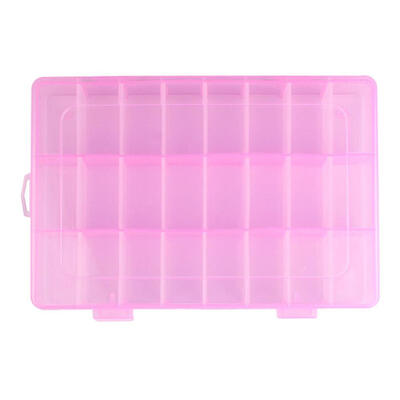 

Adjustable 24 Compartment Plastic Storage Box Jewelry Earring Case
