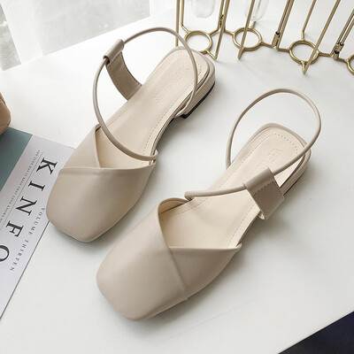 

Baotou Sandals Female Summer Low-heeled Thick-heeled Retro Square Head Grandma Shoes Student Joker Fairy Sandals