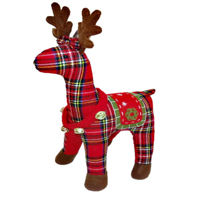 

Tailored Christmas Red Scotland Plaid Deer Elk Stuffed Toys Plush Toy Doll Christmas Gift