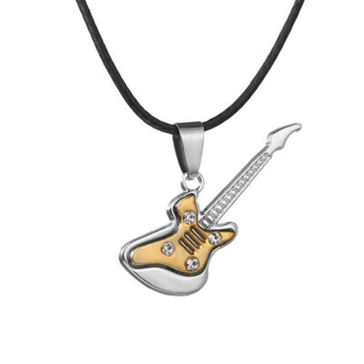 

Fashion Stainless Steel Guitar Necklace pendant Jewelry Accessories Pop Music Festival Choker Necklace