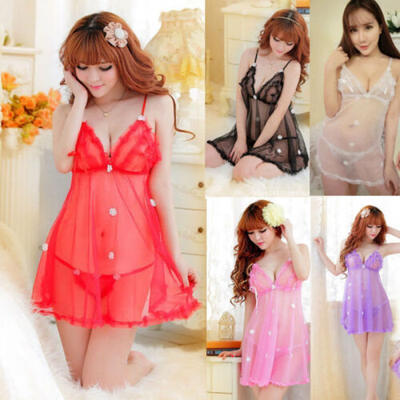 

New Plus Size Underwear Lace Sleepwear Lingerie Set Womens Bridal Babydoll Dress