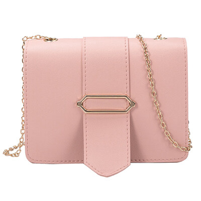 

Fashion Women Solid Color Square Chain Shoulder Bag Faux Leather Crossbody Pouch