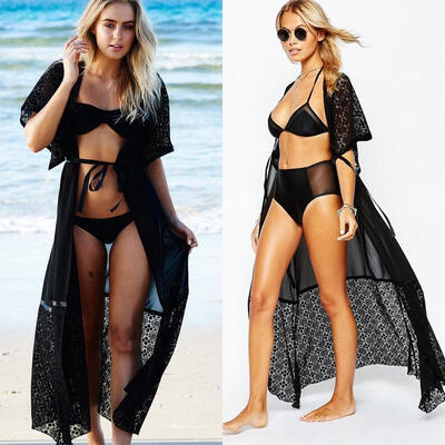 

Sexy Women Bathing Suit Lace Crochet Bikini Swimwear Cover Up Kimono Cardigan