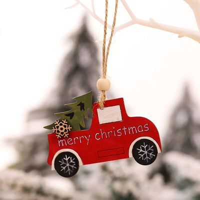 

Tailored 1PC Wooden Hanging Christmas Tree Cabin Elk Car Ornament Xmas Party Home Decor