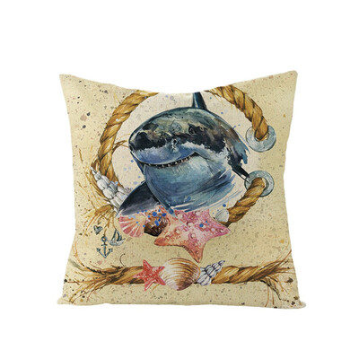 

Ocean Creature Octopus Sea Horse Sea Turtle Home Decor Vintage Pillow Case Square Marine Life Print Pillow Case