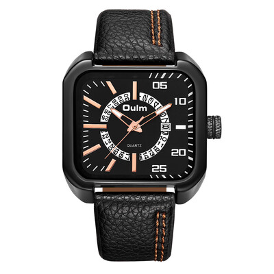 Oulm Ou Lei personality square mens waterproof quartz watch belt watch mens watch