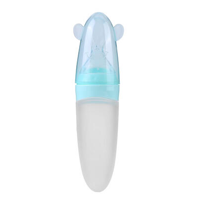 

Newborn Baby Squeezing Feeding Bottle Silicone Training Rice Spoon Utensils