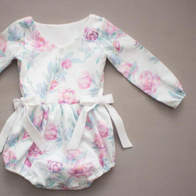 

US Newborn Baby Girl Long Sleeve Floral Romper Jumpsuit Headband Outfits Clothes