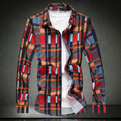

Spring And Summer New Mens Shirts Business Fashion Long-sleeved Plaid Shirt