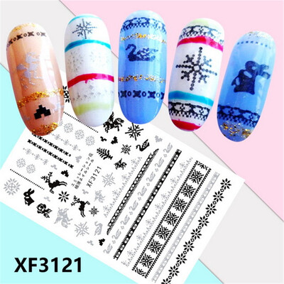 

〖Follure〗Christmas Nail Art Water Transfer Decals Snowflake Xmas Manicure Stickers Tips