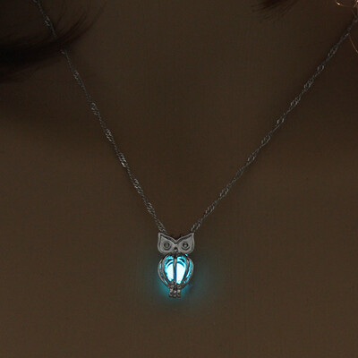 

1PC New Skull Glow In The Dark Chaming Luminous Horse Heart Owl Charm Women Jewelry Fashion Pendant Necklace