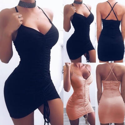 

Women´s Sleeveless Bandage Bodycon Evening Party Cocktail Club Short Mini Dress Color Size