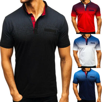 

Fashion Men Shirt Short Sleeve Embroidered Striped Cotton T Shirt Top