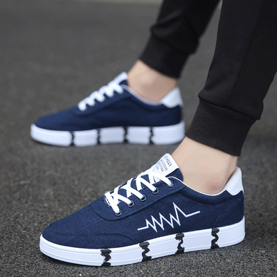 

2019 new summer mens shoes trend Korean version of mens tide shoes summer canvas casual shoes small white shoes shoes