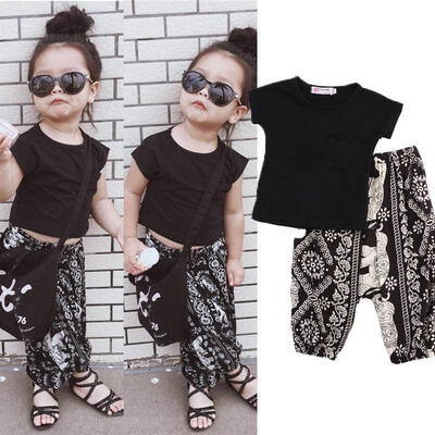 

2pcs Toddler Infant Girls Outfits Tank Tops Floral Pants Kids Clothes Sett