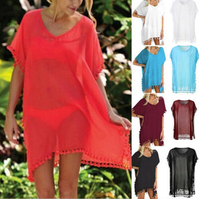 

Women Swimsuit Cover Up Swimwear Beachwear Bikini Perspective Loose Beach Smock