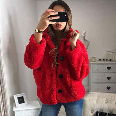 

Toponeto Women Warm Button Pockets Flannel Long Sleeve Sweatshirt Pullover Coat Outwear