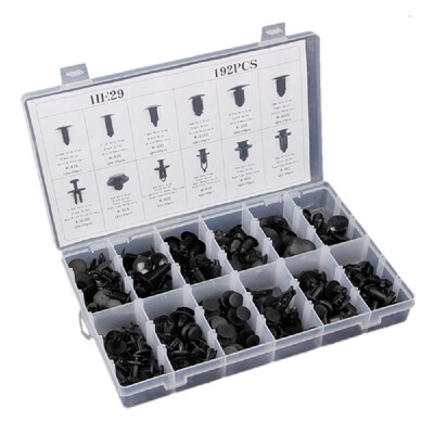 

192PCS Auto Fasteners Kit Universal Car Push Retainer Assortment Kit Nylon Shield Pin Rivet Fasteners for ToyotaHondaFord