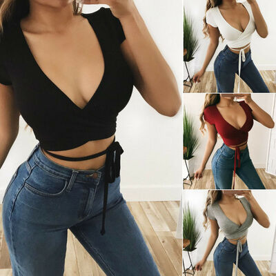 

Fashion Women Casual Tank Crop Tops Vest Blouse Off Shoulder Long Sleeve T-Shirt