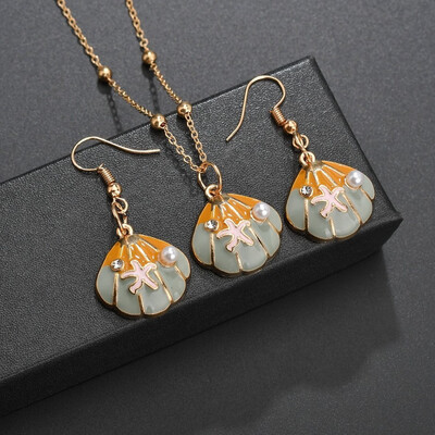 

New Necklace Creative Five-petal Flower Handmade With Sweet Earrings Series Necklace Jewelry Beautiful Romantic Wedding Party