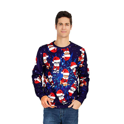 

Toponeto Mens Casual Christmas Lover 3D Print Party Long Sleeve Hoodie Top Blouse