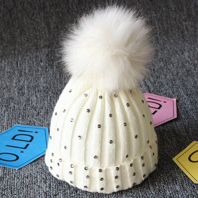 

Newborn Baby Boys Girls Winter Warm Double Fur Pom Bobble Knit Beanie Hats Cap