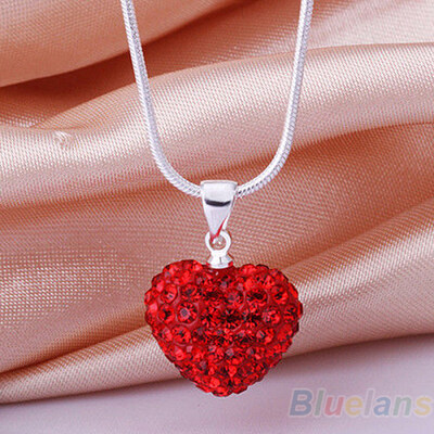

Women\s Fashion Rhinestones Love Heart Pendant Choker Chain Necklace Jewelry