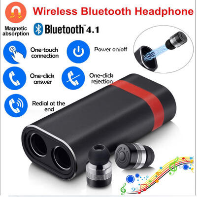 

True Wireless Bluetooth Earbuds In-ear Stereo Headphones With Mic Bluetooth V 41 EDR - Black Red